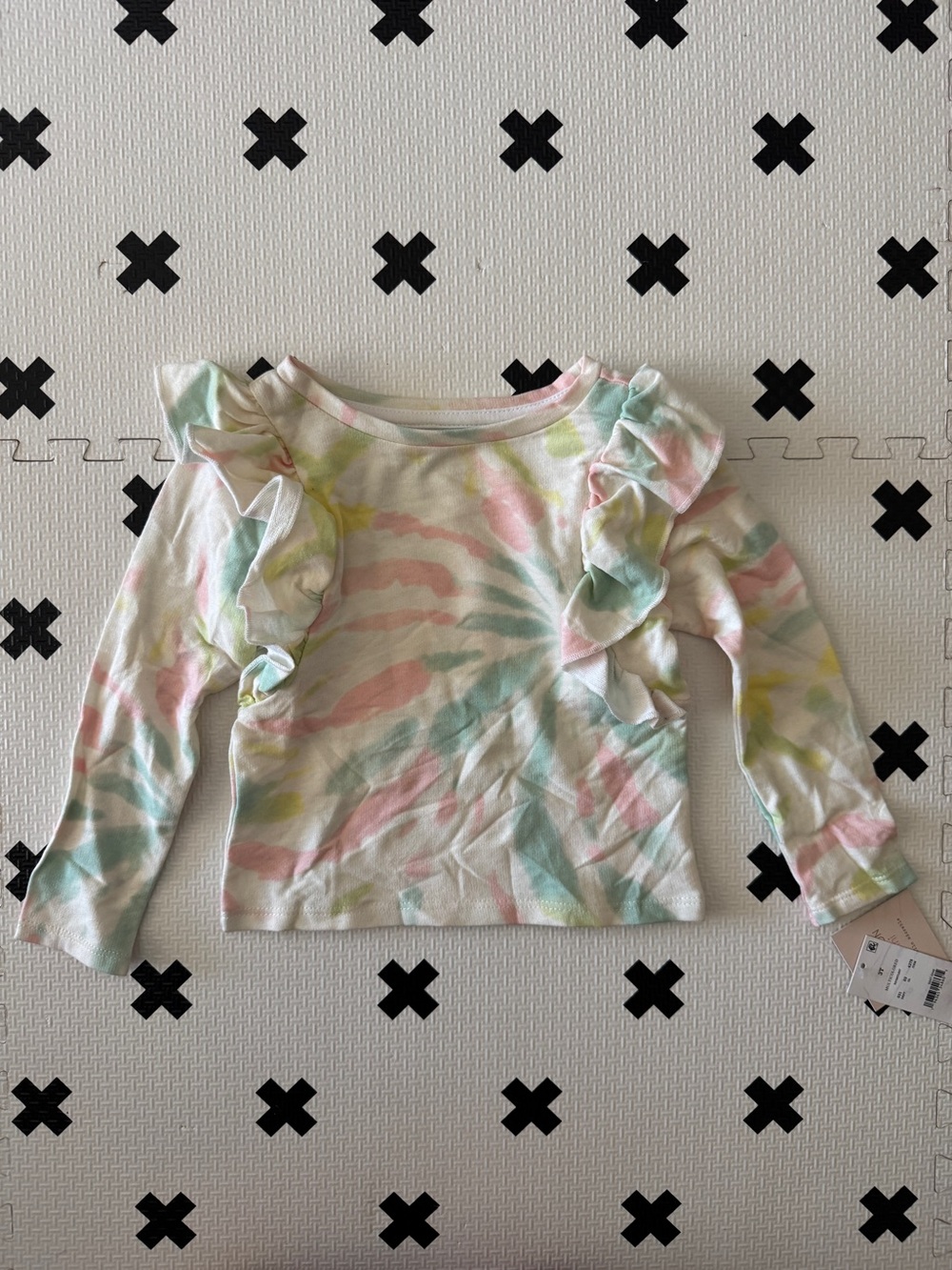 Grayson Mini toddler girl Pastel Tie-Dye Ruffle Long Sleeve Top NWT